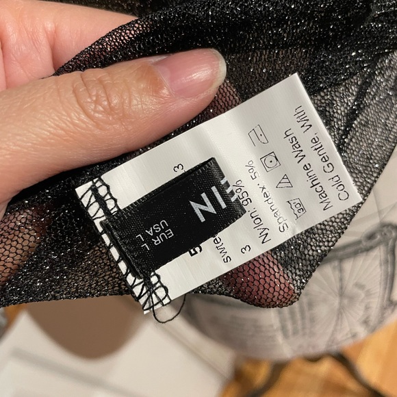 y2k vintage sheer sparkle short sleeve crop Mock see through mesh neat club rave - Picture 7 of 8